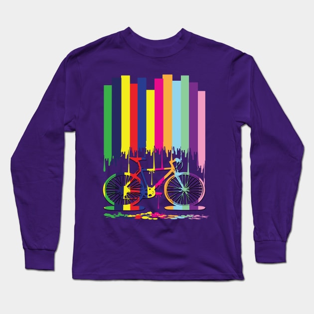 Rainbow bicycle Long Sleeve T-Shirt by CindyS